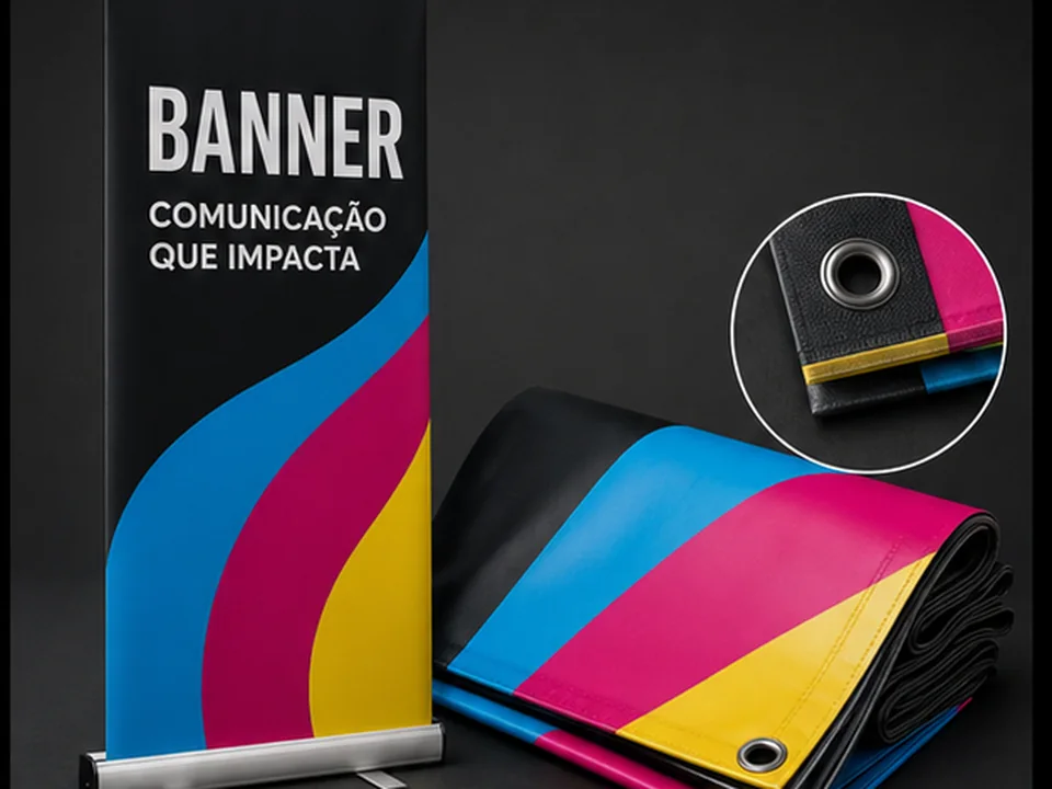 Banner, lona e roll-up para comunicação visual