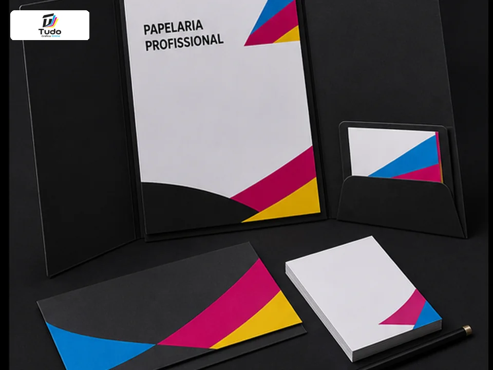 Pastas corporativas e papelaria personalizada