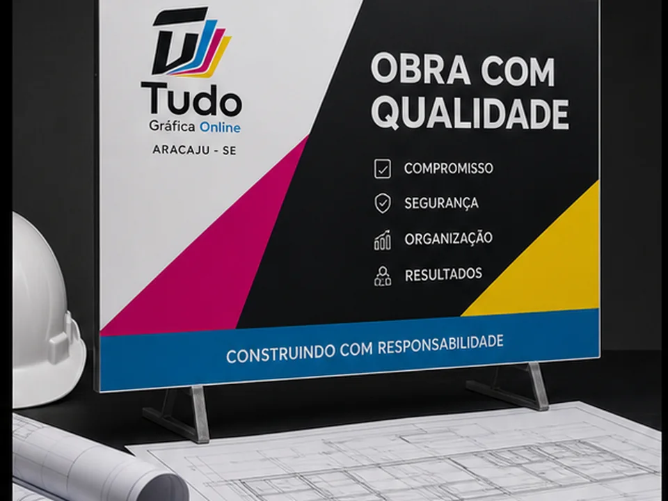 Placa de obra impressa para construção em Aracaju
